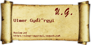 Ulmer Györgyi névjegykártya